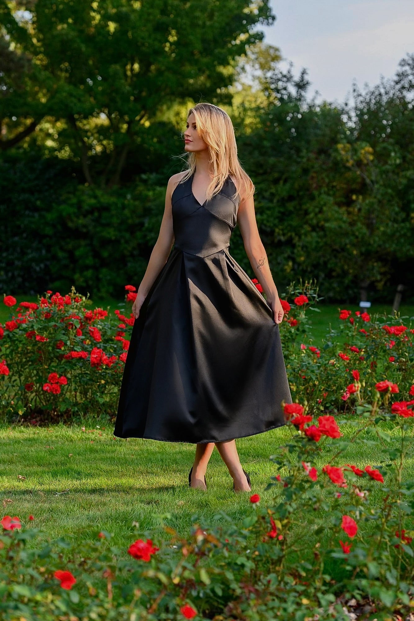 Rüya Satin Silk Dress - Black