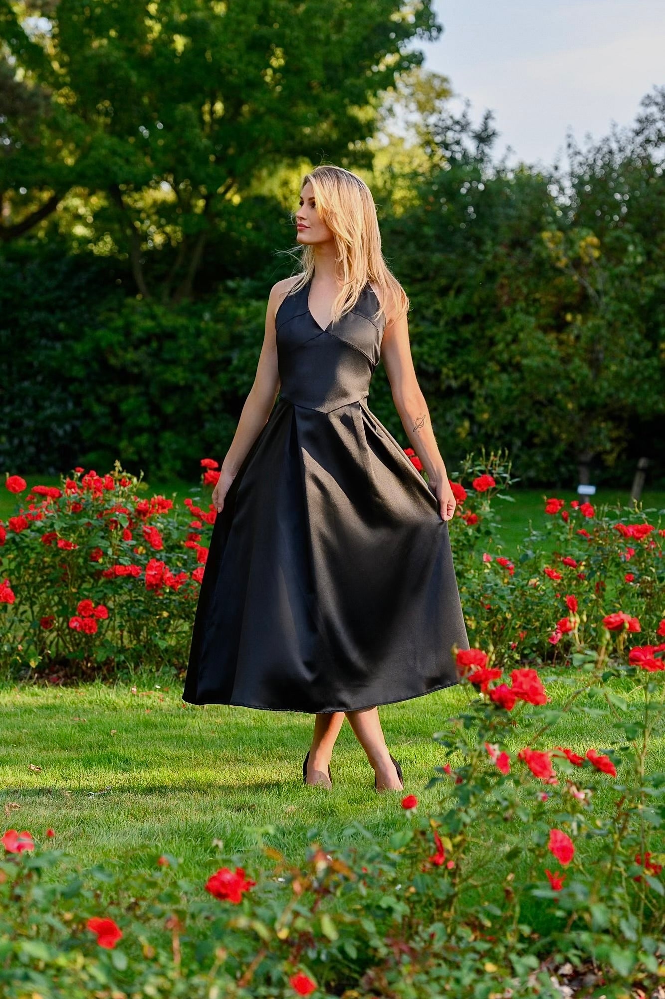Rüya Satin Silk Dress - Black