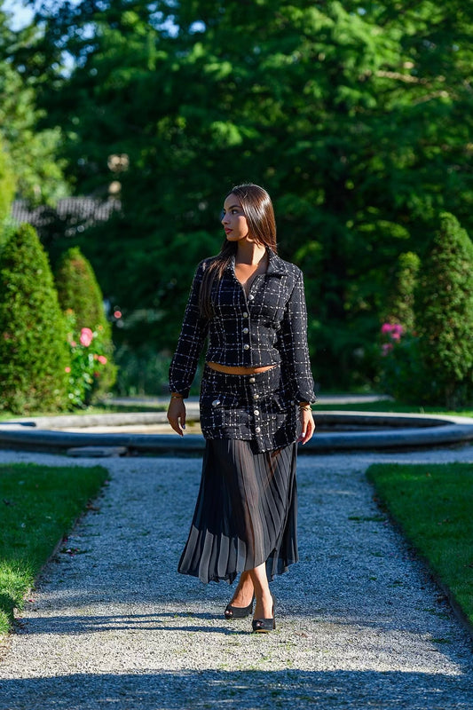 Ceyda Tweed Mesh Set - Black