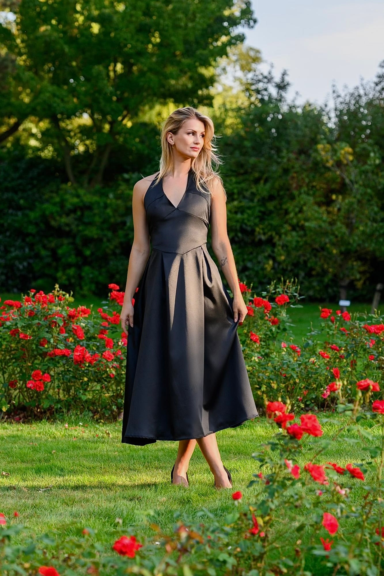 Rüya Satin Silk Dress - Black