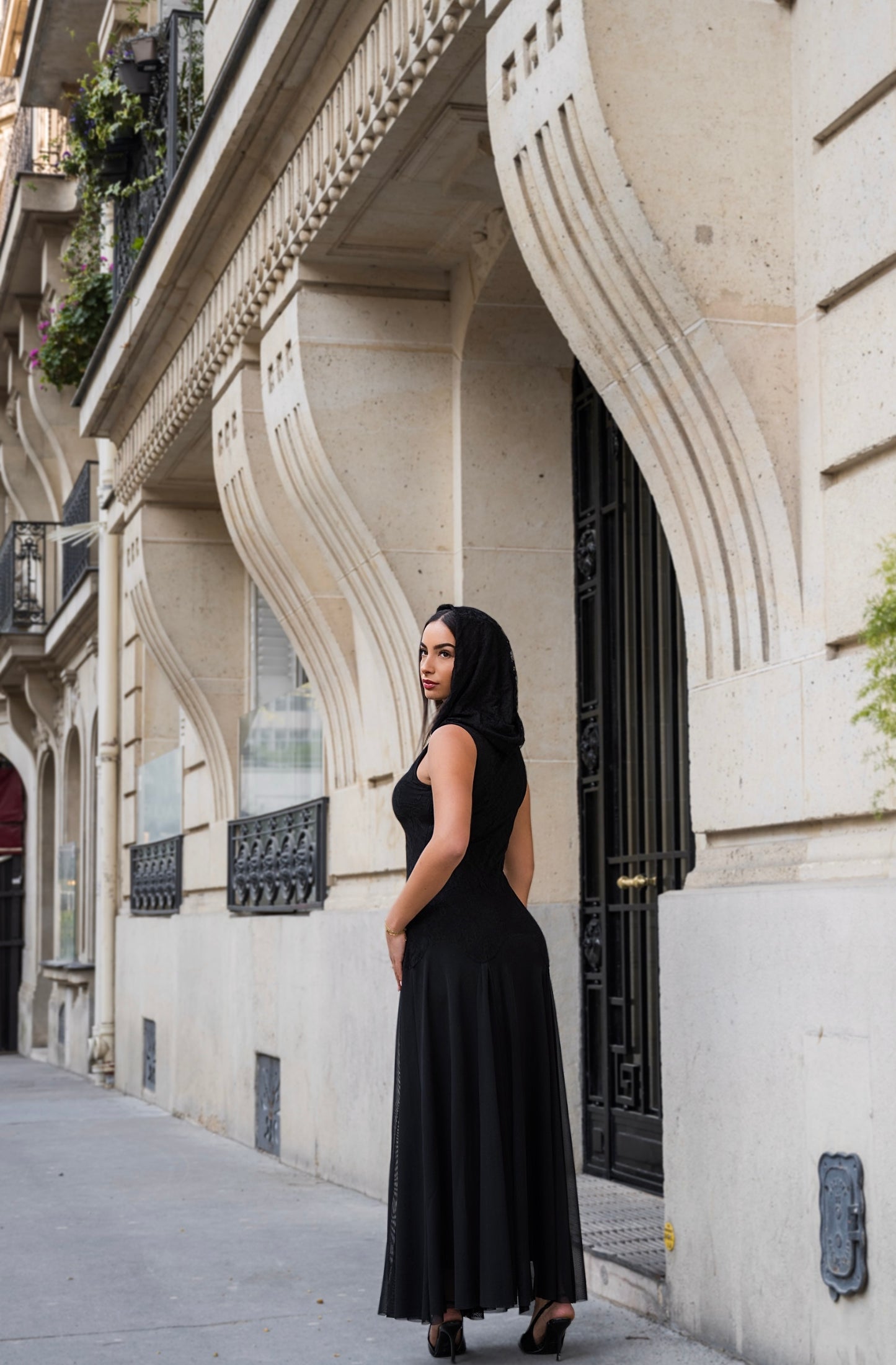 Asil Durus Lace Mesh Dress - Black