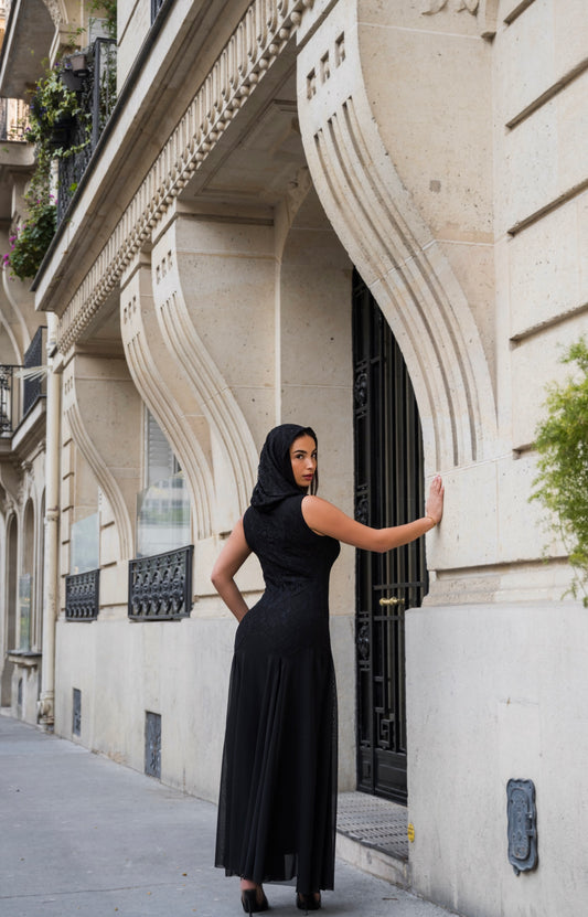 Asil Durus Lace Mesh Dress - Black