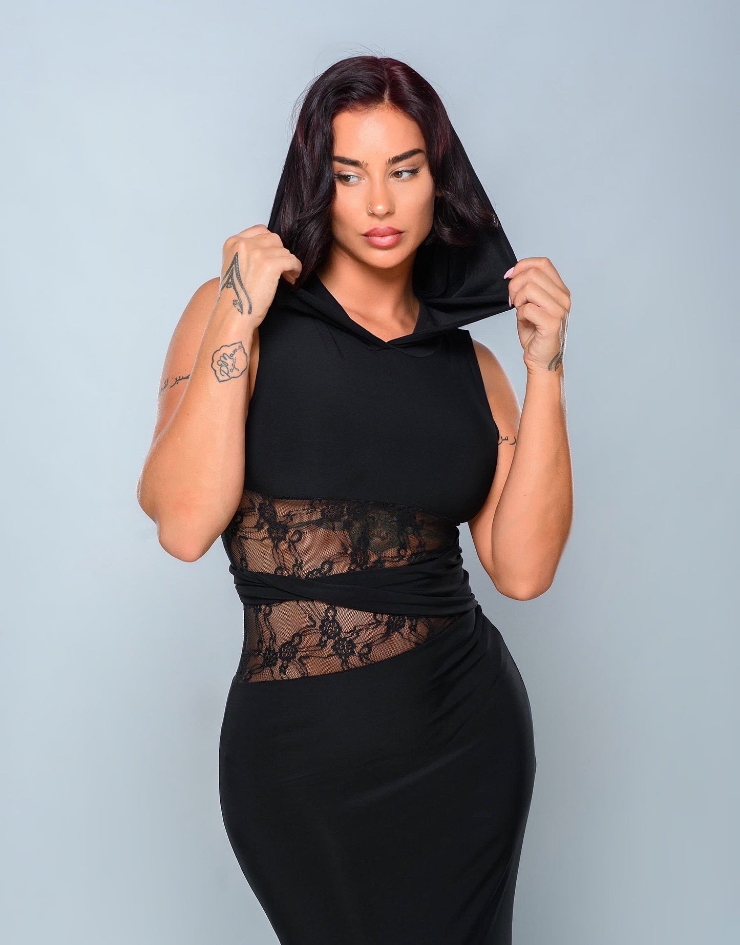 Sade Hooded Dress - Black