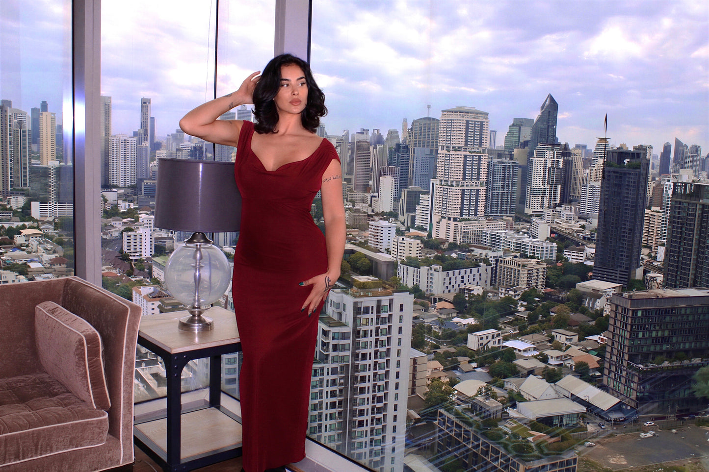 Heybet Dress - Burgundy Red
